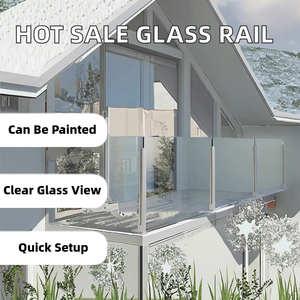 Balustrade moderne en verre trempé avec profilé en aluminium sans cadre en forme de U pour balcon, terrasse et escalier extérieur de villa et d'hôtel - Product Image 2