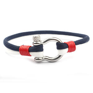 Bracciale da uomo con gancio per pesci in acciaio inossidabile con corda di Nylon colorata, bracciale con bracciale a treccia - Product Image 6