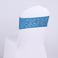 Offre Spéciale argent extensible pas cher Spandex brillant Sequin chaise bande chaise ceinture pour la fête de mariage