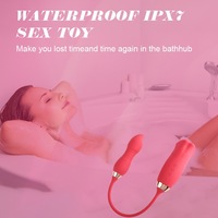 Vibromasseur Dildo Rose 2-en-1 pour Femme, Jouet Sexuel Clitoridien et Anal, 9 Modes de Léchage de Langue, Stimulation du Point G, Jouets Sexuels pour Adultes