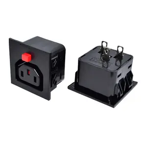 Hot-selling Anti tripping C13 lockable type power black female socket with Red button 220VAC 15A for Rack PDU