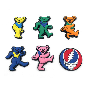 Phụ kiện giày PVC hình hoạt hình Grateful Dead, họa tiết hoa, đính kèm, thêu, miếng dán giày kiểu vườn, chất liệu cao su, kiểu dán ủi - Product Image 2