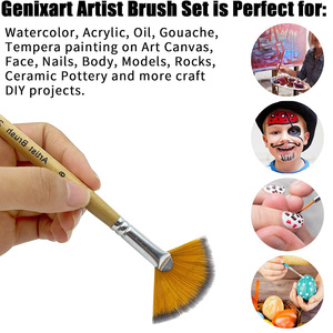 Ensemble de pinceaux d'artiste 5/15/25 pièces - Poils en nylon doux anti-chute, manche en bois, pour <span class=keywords><strong>peinture</strong></span> acrylique/aquarelle/à l'<span class=keywords><strong>huile</strong></span> - Product Image 3