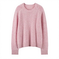 Pull en cachemire 100% pour femme, col rond, tricoté, à manches longues, épais, avec épaules tombantes, en fil fantaisie de qualité supérieure, idéal pour l'hiver