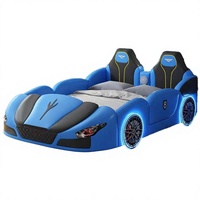 Muebles de dormitorio modernos al por mayor, sofá cama con diseño de coche de carreras de dibujos animados, altavoces de madera ecológicos, cama king size de cuero con masaje Baichuan