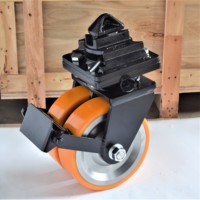 Roue de chariot robuste de 10 pouces, roue double en PU avec verrouillage par torsion, capacité de 5 à 20 tonnes avec frein