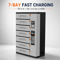 Armoire de rangement robuste en acier à 7 compartiments pour plusieurs appareils avec chargeur rapide et disjoncteur de surcharge, casier de charge