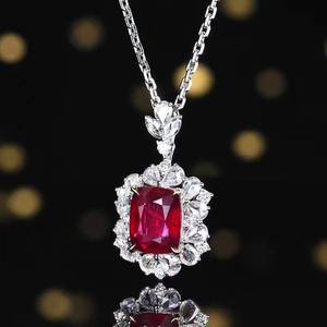<b>Solid</b> 18K <b>Gold</b> 1.66ct Natural Unheated Pigeon Blood Ruby <b>Pendant</b> Inlaid With 24 Pcs Accent Diamonds fine Jewelry luxury <b>pendant</b> - Product Image 2