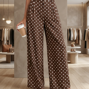 Women's High Wide Leg Velvet Thick <b>Trousers</b> Solid Color Pockets 100% Polyester Breathable Autumn/Winter Fashion Dropshipping - Product Image 3