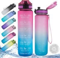 Bouteille d'eau de sport portable sans BPA, de qualité alimentaire, couleur personnalisée, 32 oz/1 L, anti-fuite, avec cordon