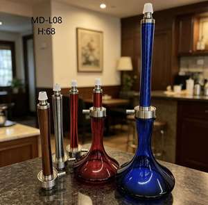 Blue Glass <b>Hookah</b> Modern Water <b>Pipe</b> Metal Tube Portable Smoking Set With Mouthpiece - Product Image 6