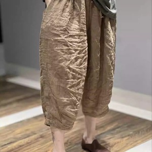 Women's Cotton Linen Capri Harem Pants Loose Casual Breathable Solid Color Ultra Thin Summer Wear - Product Image 4