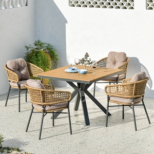 Ensemble <span class=keywords><strong>de</strong></span> meubles en rotin tressé pour <span class=keywords><strong>jardin</strong></span>, prêt à être expédié, table <span class=keywords><strong>de</strong></span> patio <span class=keywords><strong>de</strong></span> 2,2 m avec 6 à 8 chaises, vente chaude, table en bois <span class=keywords><strong>plastique</strong></span> d'extérieur - Product Image 3