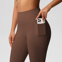 Celana Yoga nyaman wanita, Legging Olahraga Lari dan Fitness berpinggang tinggi warna polos bersirkulasi
