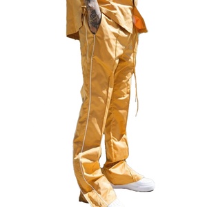 KY Custom Piping pantaloni bianchi da uomo elastico in vita <span class=keywords><strong>Jogger</strong></span> pantaloni impilati pantaloni a gamba dritta con coulisse pantaloni larghi in poliestere - Product Image 1