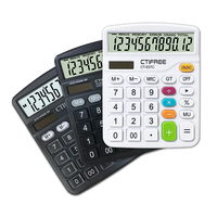 Calculatrice électronique de bureau à 12 chiffres CT-837, solaire, batterie, lumière LED, grand écran, logo personnalisé, plastique, effacement des données