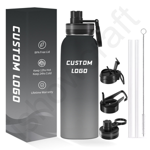 New Design 32oz Double Wall Wide Mouth Insulated Stainless Steel Water <b>Bottle</b> with <b>Straw</b> Sports Canteen for Hiking & Biking - Product Image 4
