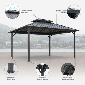 Pérgola de Aluminio para Jardín, Patio, Terraza y Espacios Exteriores, Resistente al Agua y al Viento, Fácil de Montar, <span class=keywords><strong>Techo</strong></span> Ajustable - Product Image 6