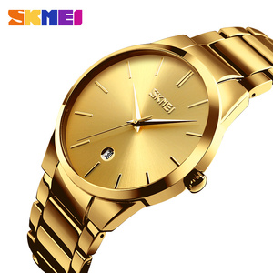 Montre personnalisée <span class=keywords><strong>Skmei</strong></span> <span class=keywords><strong>9140</strong></span> pour homme, montre à quartz de luxe pour homme, montre en or de haute qualité, montres-bracelets en acier inoxydable - Product Image 1