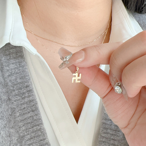 14K decorazione indù dio simbolo buddista svastica ciondolo spirituale buona fortuna collana regalo per gli uomini delle donne - Product Image 5