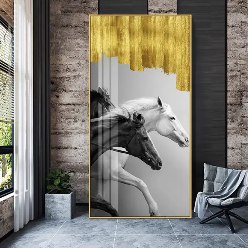 Modern Horses In Crystal Porcelain Painting Wall Art Work Painting Crystal Porcelain Diamond Painting