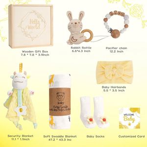 New Mom Pregnancy & Reveal Gifts 2025 Cute Wooden Gift Basket for Newborn Baby Girls Essentials Baby Shower Gifts Wholesale - Product Image 2