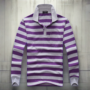 <span class=keywords><strong>Polo</strong></span> da <span class=keywords><strong>Uomo</strong></span> Personalizzabile con Logo, Design a Righe Tinto in <span class=keywords><strong>Filo</strong></span>, 60% Cotone 40% Poliestere, Maniche Lunghe - Product Image 2
