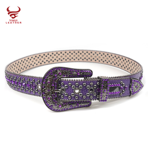 Cinturón de Piel de Cocodrilo de Moda con Piedras, Cinturón de Cuero PU con Pedrería, Diseño de Bb <span class=keywords><strong>Simon</strong></span> - Product Image 4
