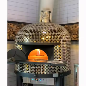Grand four à pizza extérieur en argile brûlant en brique au feu de bois napolitain italien commercial à gaz et en bois pour les restaurants de boulangerie - Product Image 4
