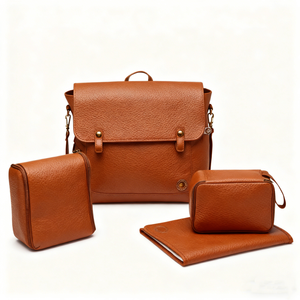 Mochila de Maternidad Grande de Cuero Marrón Elegante Personalizada OEM del Fabricante para Pañales de Bebé - Product Image 6