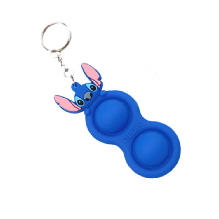 2 in one silicone mickeey minnie finger push pop decompression keychain pendant
