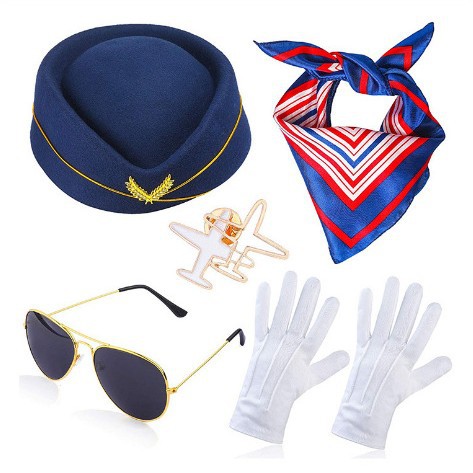 5 piece set-navy blue double stripe aircraft