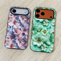 Coque de téléphone antichoc en PC rigide avec motif floral imprimé par transfert thermique, détails ultra-réalistes, pour iPhone 17 Pro MAX 18