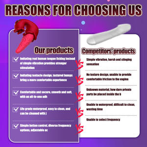 هزاز سيليكون لسان متحرك 10 أوضاع، محفز البظر والحلمات والنقطة G، لعبة جنسية قوية للمداعبة الفموية للنساء البالغات - Product Image 4