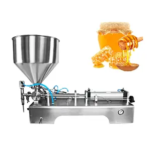 Semi automatic filling machine paste bottle filler with hopper pneumatic piston stainless steel small machine