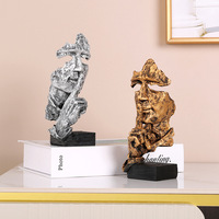 Statuette en résine moderne et créative, buste abstrait silencieux, geste 'Shh', pour décoration de table intérieure