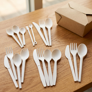 Cuchara-Tenedor Desechable Greenday, Biodegradable, de CPLA, para Postres, Frutas, Helados, Fiestas, Restaurantes, Café, Palillo para Mezclar - Product Image 5