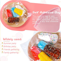 Sacs en plastique transparents pour sucettes et glace, en polysachet adhésif, avec étiquettes et bâtons, à impression personnalisée, 50 pièces