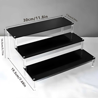 Présentoir surélevé en acrylique noir de 30 cm de large, personnalisable, pour comptoir de magasin, cupcakes, parfums, support détachable en acrylique noir