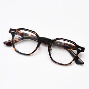 Kacamata Buatan Tangan Retro Persegi Asetat Bingkai Kacamata Uniseks Kacamata Optik Resep Perancang Busana Klasik CE