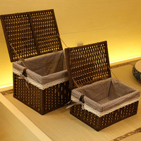 Panier de rangement multifonctionnel rectangulaire en rotin tressé, léger, fabriqué avec précision, avec couvercle, pour vêtements, écologique et moderne