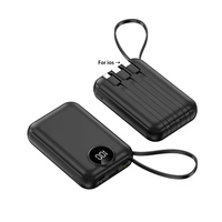 Batterie externe portable ultra-mince avec 4 câbles intégrés, affichage LED, 3000-5000mAh, charge rapide, double USB, Micro USB, Type-C