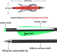 6 flèches de carabine à poulies de 20 pouces avec pointes mécaniques et nocks lumineux pour la chasse et la pratique en extérieur, flèches de carabine à poulies en carbone