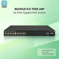 ICX 7550-24P 24 Port 1G PoE Ethernet Switch 40G QSFP Uplink 368Gb/s Kapasitas Switching Jaringan Enterprise