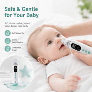 Aspirateur nasal portable rechargeable 68KPA, 5 niveaux d'aspiration, qualité hospitalière, nettoyeur nasal pour bébé, anti-reflux - Product Image 3