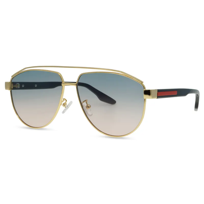 Retro Pilot Luxury Designer High Quality Sunglasses Gold Metal Frame Pilot Sun Glass