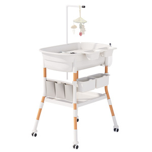 Multi-Functional Foldable Baby Changing Table with Bathtub, Adjustable Height & <b>Storage</b> for Newborn Care, Bath and Massage - Product Image 1