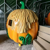 Sculpture de maison citrouille en fibre de verre personnalisée pour Halloween, 200 cm, étanche, résistante aux UV, pour aménagement paysager, événements, fêtes et décorations de vacances