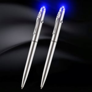 Stylo bille espion de sécurité à lumière UV LED en plastique avec encre invisible transparente bleue/noire, pointe de 1,0 mm - Product Image 3