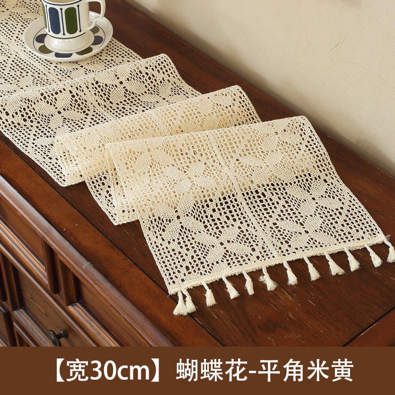 [กว้าง 30 ซม.] ดอกผีเสื้อ - มุมแบน สีเบจ